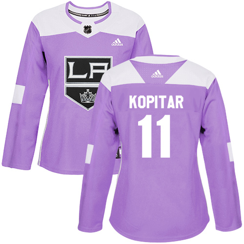 Adidas Kings #11 Anze Kopitar Purple Authentic Fights Cancer Women's Stitched NHL Jersey